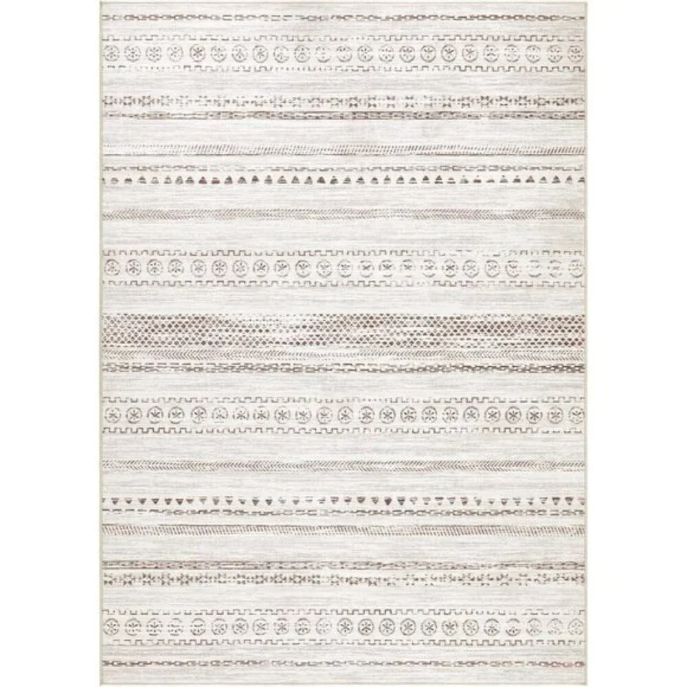 New 5x7 Brown Area Rug, Washable, Non-Slip Moroccan Geometric Carpet for Room